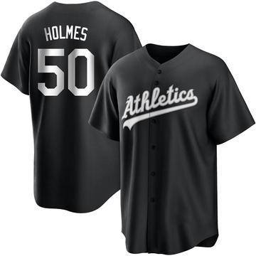 Grant Holmes Men's Replica Oakland Athletics Black/White Jersey