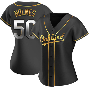 Grant Holmes Women's Replica Oakland Athletics Black Golden Alternate Jersey