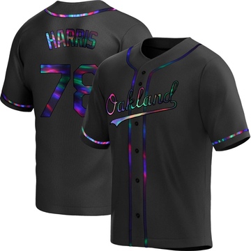 Hogan Harris Men's Replica Oakland Athletics Black Holographic Alternate Jersey