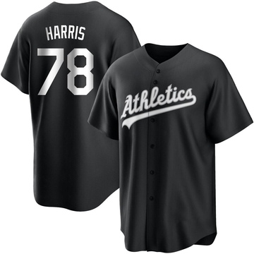 Hogan Harris Men's Replica Oakland Athletics Black/White Jersey