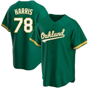 Hogan Harris Men's Replica Oakland Athletics Green Kelly Alternate Jersey