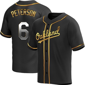 Jace Peterson Men's Replica Oakland Athletics Black Golden Alternate Jersey