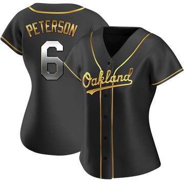 Jace Peterson Women's Replica Oakland Athletics Black Golden Alternate Jersey