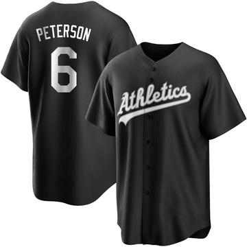 Jace Peterson Youth Replica Oakland Athletics Black/White Jersey