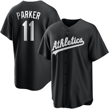 Jarrod Parker Men's Replica Oakland Athletics Black/White Jersey