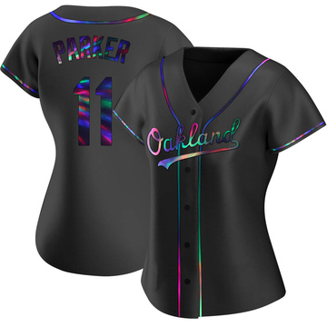 Jarrod Parker Women's Replica Oakland Athletics Black Holographic Alternate Jersey