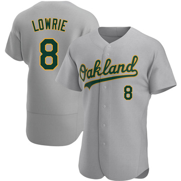 Jed Lowrie Men's Authentic Oakland Athletics Gray Road Jersey