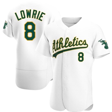Jed Lowrie Men's Authentic Oakland Athletics White Home Jersey