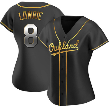 Jed Lowrie Women's Replica Oakland Athletics Black Golden Alternate Jersey