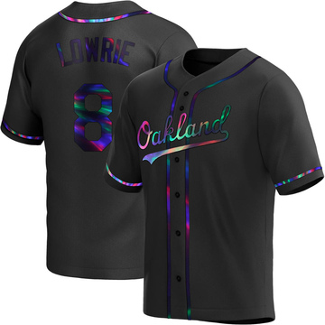 Jed Lowrie Youth Replica Oakland Athletics Black Holographic Alternate Jersey