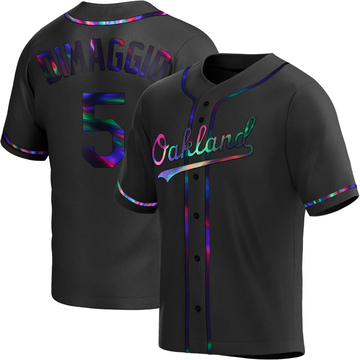 Joe Dimaggio Men's Replica Oakland Athletics Black Holographic Alternate Jersey