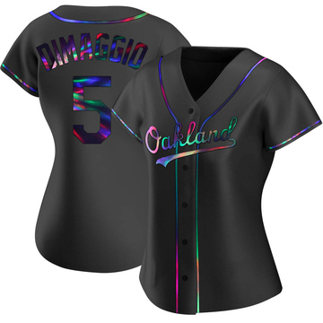Joe Dimaggio Women's Replica Oakland Athletics Black Holographic Alternate Jersey