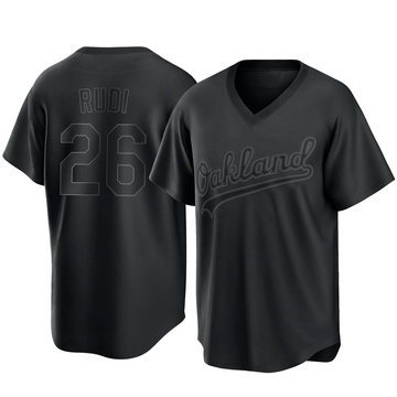 Joe Rudi Men's Replica Oakland Athletics Black Pitch Fashion Jersey