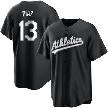Jordan Diaz Men's Replica Oakland Athletics Black/White Jersey