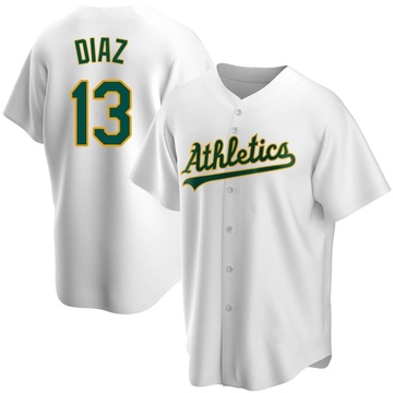 Jordan Diaz Men's Replica Oakland Athletics White Home Jersey
