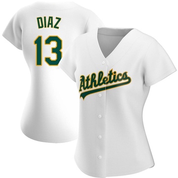 Jordan Diaz Women's Authentic Oakland Athletics White Home Jersey