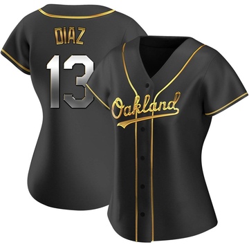 Jordan Diaz Women's Replica Oakland Athletics Black Golden Alternate Jersey