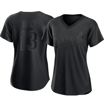 Jordan Diaz Women's Replica Oakland Athletics Black Pitch Fashion Jersey