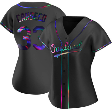 Jose Canseco Women's Replica Oakland Athletics Black Holographic Alternate Jersey