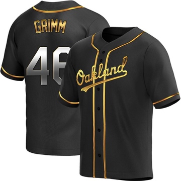 Justin Grimm Men's Replica Oakland Athletics Black Golden Alternate Jersey