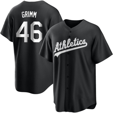 Justin Grimm Men's Replica Oakland Athletics Black/White Jersey