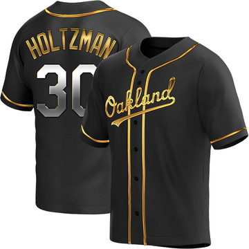 Ken Holtzman Youth Replica Oakland Athletics Black Golden Alternate Jersey
