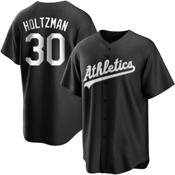 Ken Holtzman Youth Replica Oakland Athletics Black/White Jersey