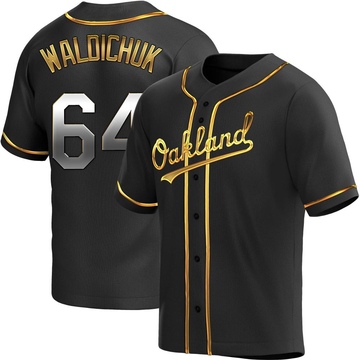 Ken Waldichuk Men's Replica Oakland Athletics Black Golden Alternate Jersey