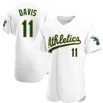 Khris Davis Men's Authentic Oakland Athletics White Home Jersey