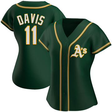 Khris Davis Women's Authentic Oakland Athletics Green Alternate Jersey