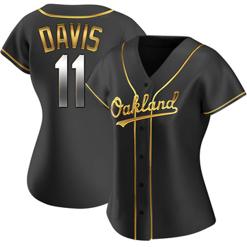 Khris Davis Women's Replica Oakland Athletics Black Golden Alternate Jersey