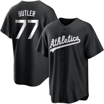 Lawrence Butler Men's Replica Oakland Athletics Black/White Jersey