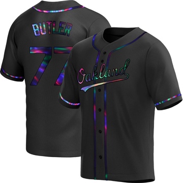 Lawrence Butler Youth Replica Oakland Athletics Black Holographic Alternate Jersey