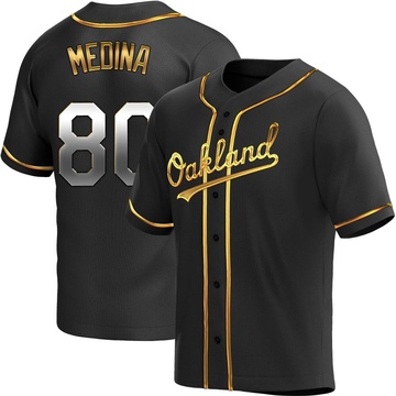 Luis Medina Men's Replica Oakland Athletics Black Golden Alternate Jersey