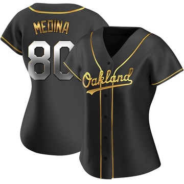 Luis Medina Women's Replica Oakland Athletics Black Golden Alternate Jersey