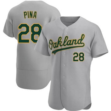 Manny Pina Men's Authentic Oakland Athletics Gray Road Jersey