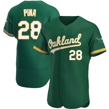 Manny Pina Men's Authentic Oakland Athletics Green Kelly Alternate Jersey