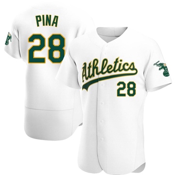 Manny Pina Men's Authentic Oakland Athletics White Home Jersey