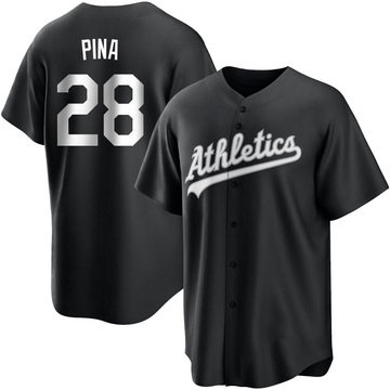 Manny Pina Youth Replica Oakland Athletics Black/White Jersey