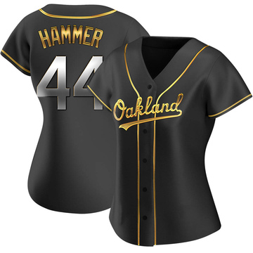 Mc Hammer Women's Replica Oakland Athletics Black Golden Alternate Jersey