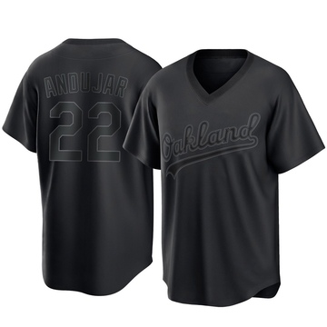 Miguel Andujar Men's Replica Oakland Athletics Black Pitch Fashion Jersey