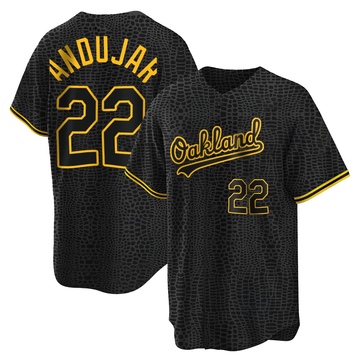 Miguel Andujar Men's Replica Oakland Athletics Black Snake Skin City Jersey