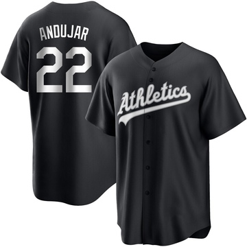 Miguel Andujar Men's Replica Oakland Athletics Black/White Jersey