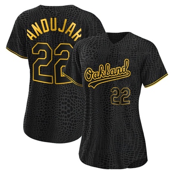 Miguel Andujar Women's Authentic Oakland Athletics Black Snake Skin City Jersey