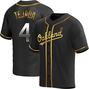 Miguel Tejada Youth Replica Oakland Athletics Black Golden Alternate Jersey