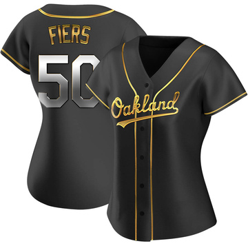 Mike Fiers Women's Replica Oakland Athletics Black Golden Alternate Jersey