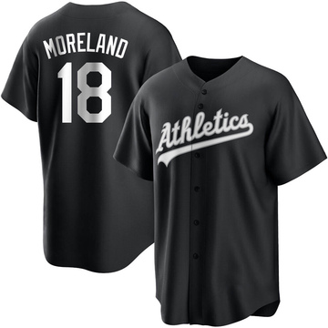 Mitch Moreland Men's Replica Oakland Athletics Black/White Jersey
