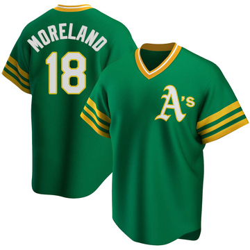 Mitch Moreland Men's Replica Oakland Athletics Green R Kelly Road Cooperstown Collection Jersey