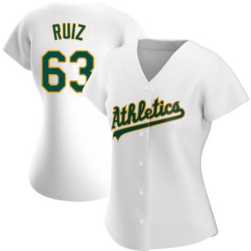Norge Ruiz Women's Authentic Oakland Athletics White Home Jersey