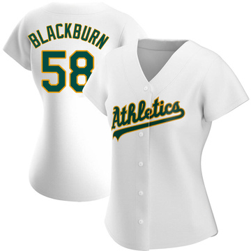 Paul Blackburn Women's Authentic Oakland Athletics White Home Jersey